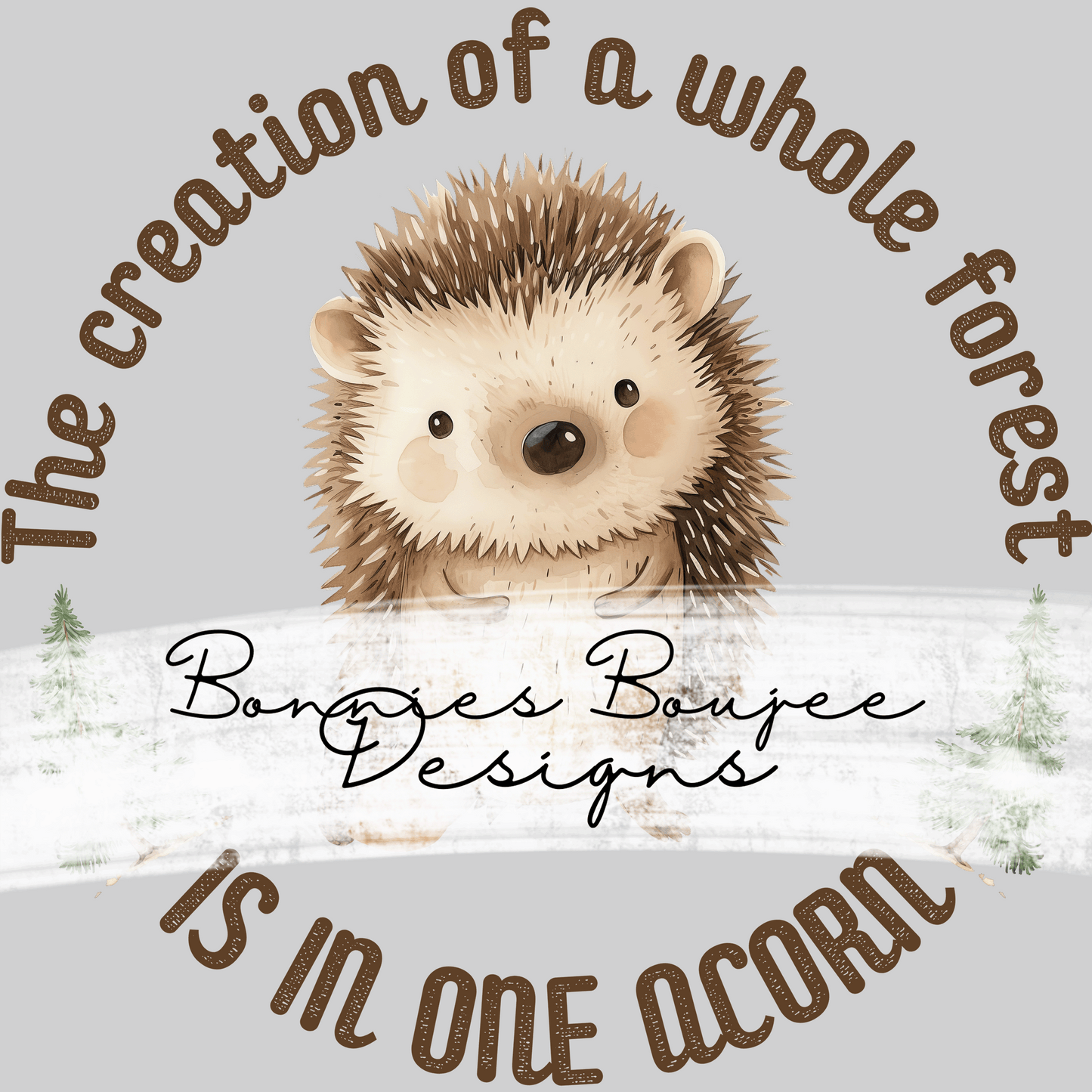Cute Hedgehog and Acorn Coordinating Sublimination PNG