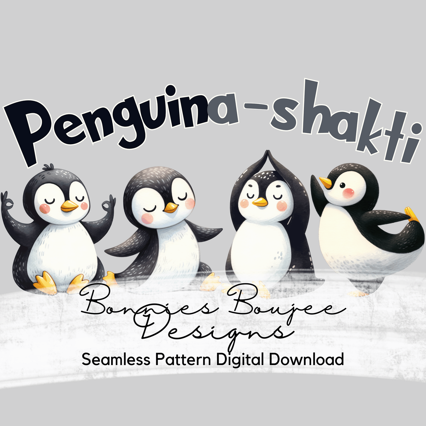 Yoga Penguin Sublimination PNG Coordinating