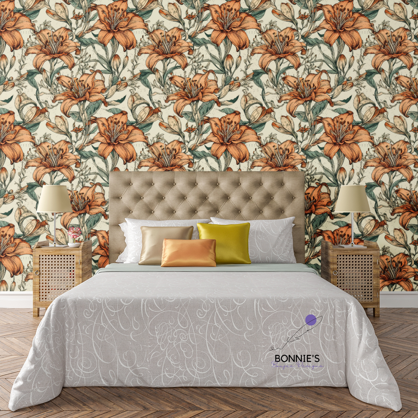 Boho Tiger Lilly Flowers Seamless File