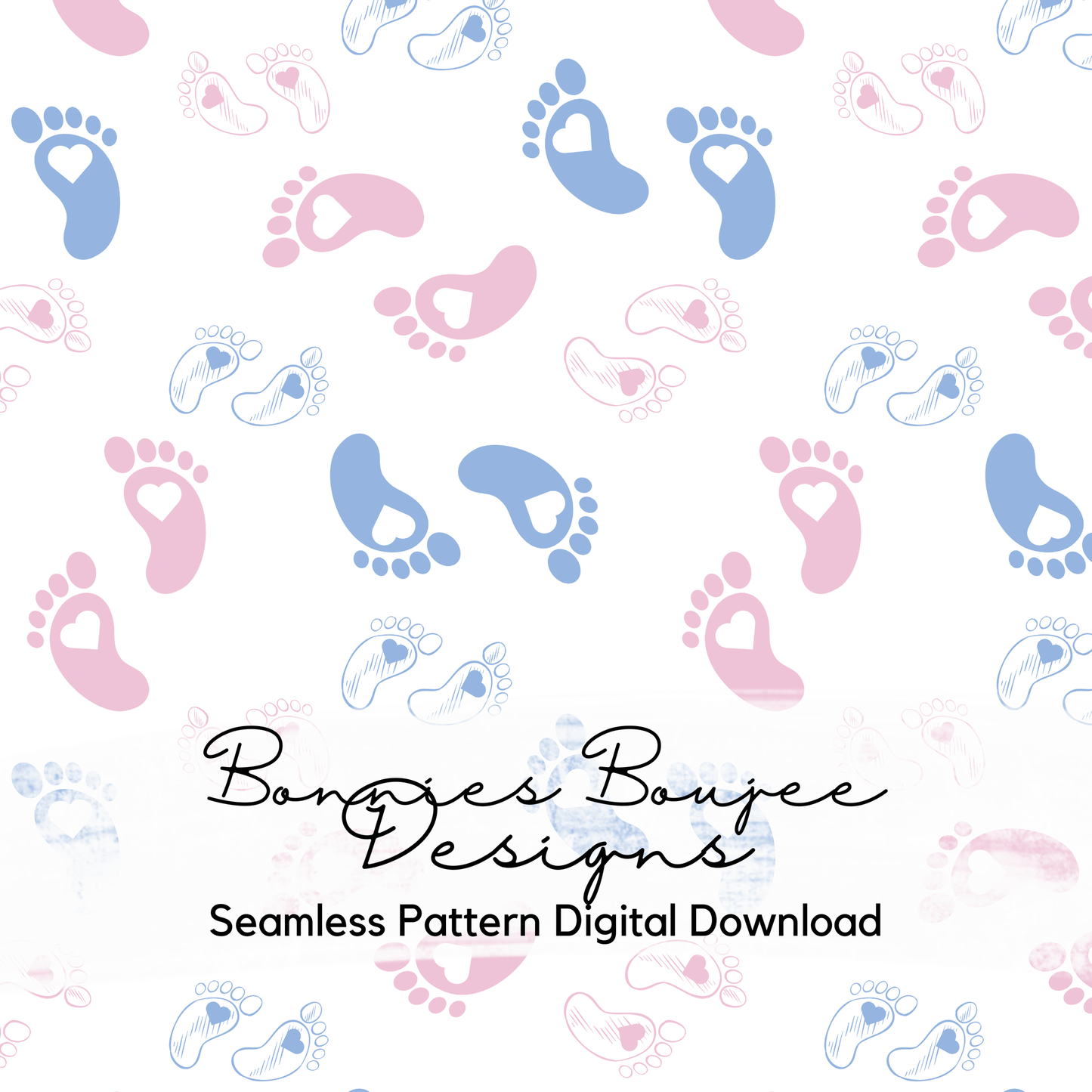 Newborn Baby Feet and Hearts Seamless File