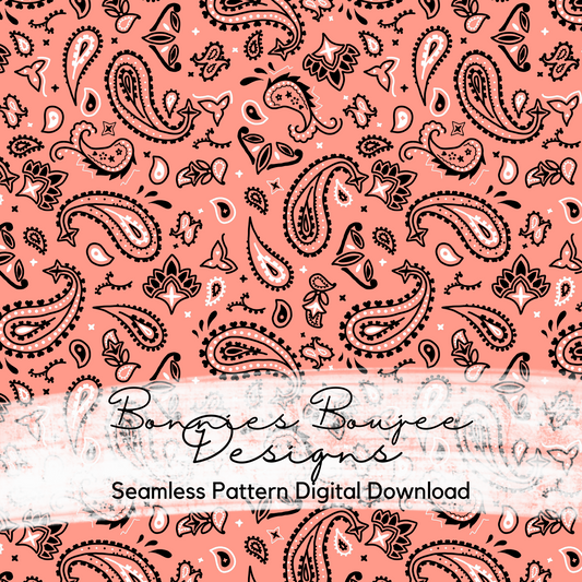 Bandana On Peach Hand Drawn Seamless File