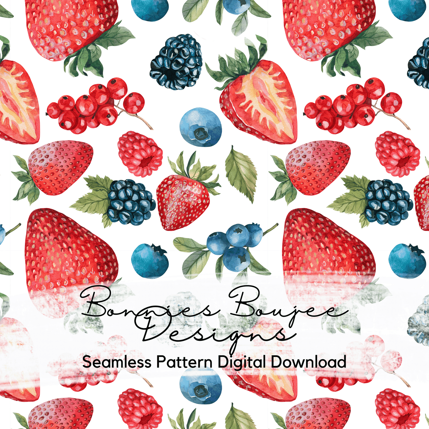 Watercolor Berries on White Seamless File