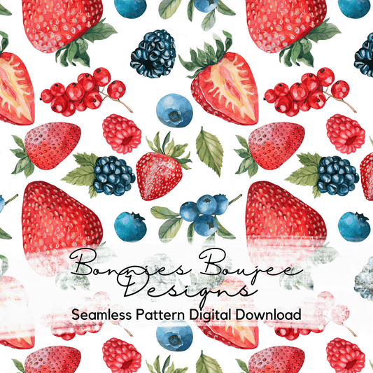 Watercolor Berries on White Seamless File