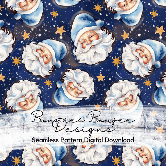 Classic Santa on Navy Background Seamless File