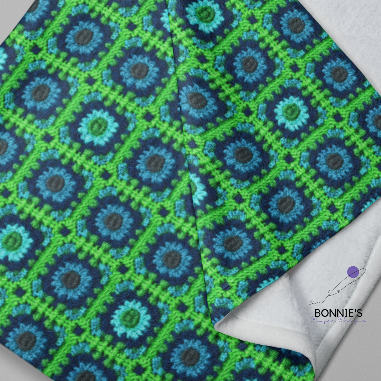 Green and Blue Square Patch Crochet Seamless File