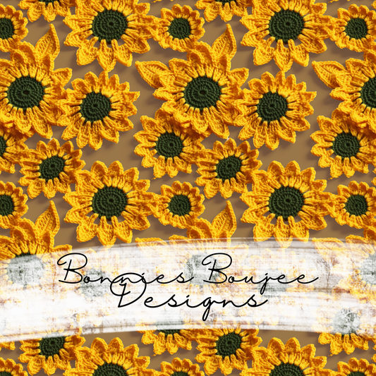 Crochet Sunflower on Nude Background Seamless File