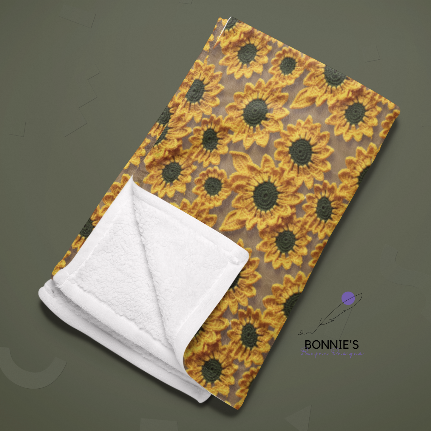 Crochet Sunflower on Nude Background Seamless File