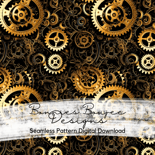 Black and Gold Steampunk Gears Seamless File