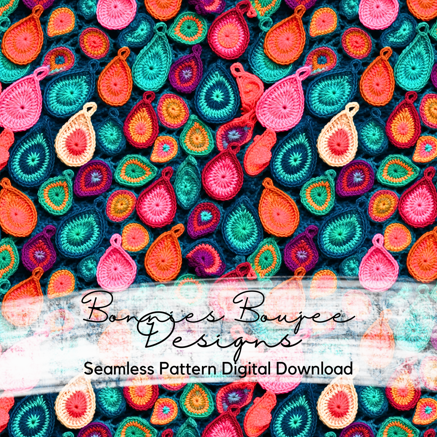 Bright Crochet Paisley Pattern Seamless File