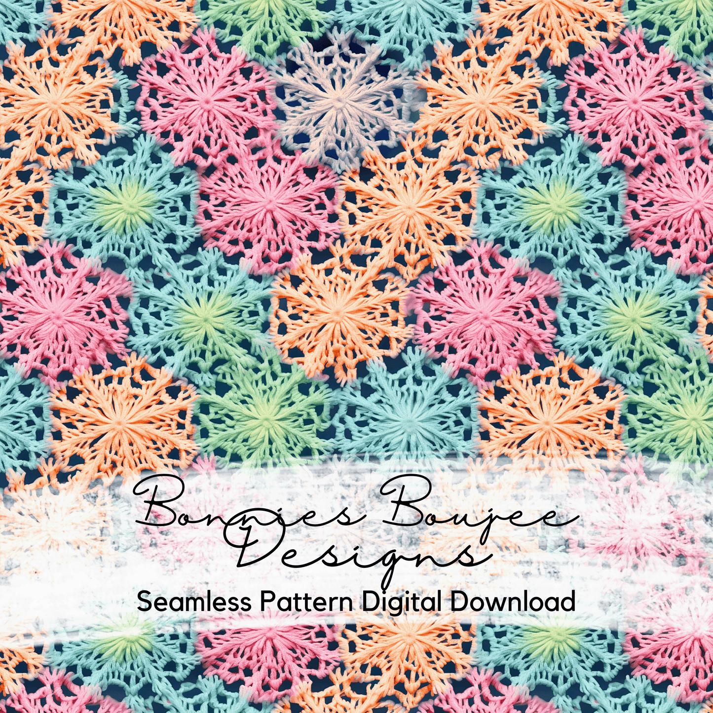 Crochet of Multicolored Snowflakes Seamless File