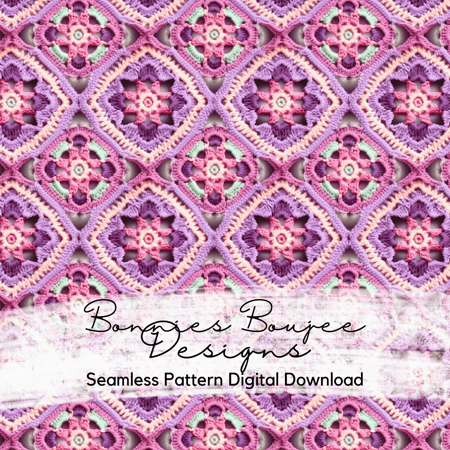 Pink and Purple Square Faux Crochet Seamless File