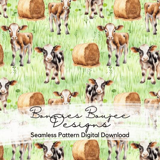 Baby Calves Watercolor Seamless File