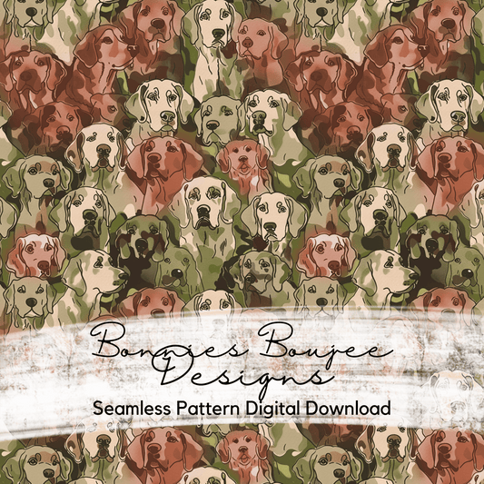 Camo Drawing of Dogs Seamless file