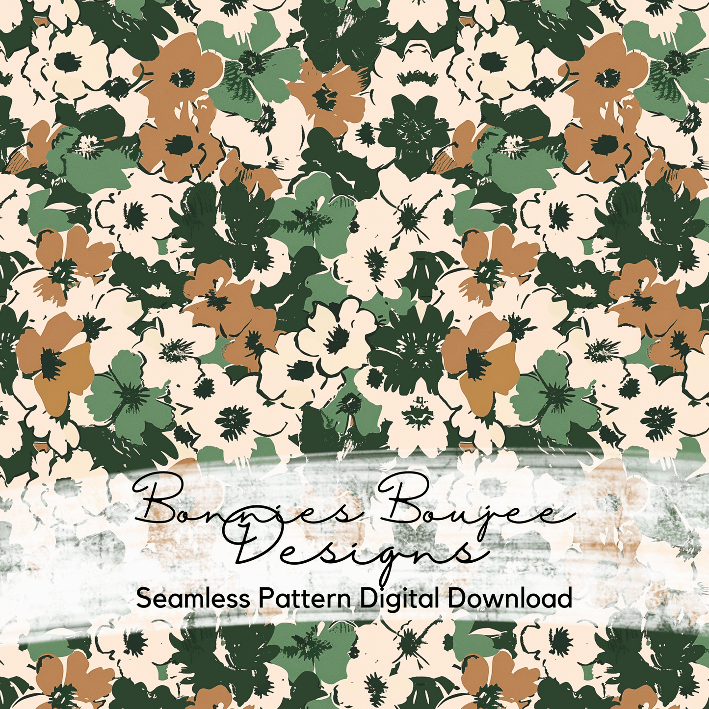 Camo Drawing of Flowers Seamless file