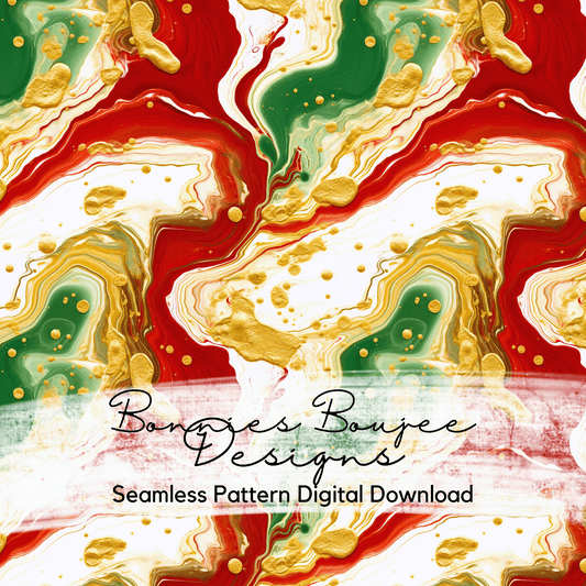 Holiday Green, Red, White and Gold Marbled Seamless File