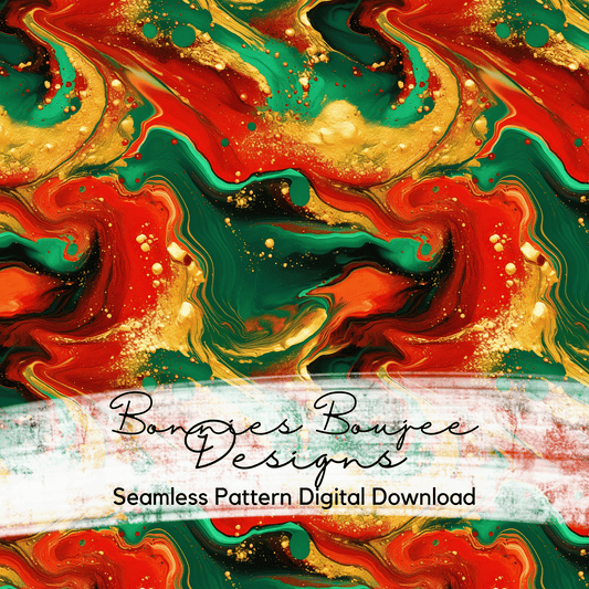 Holiday Green, Red and Gold Marbled Seamless File