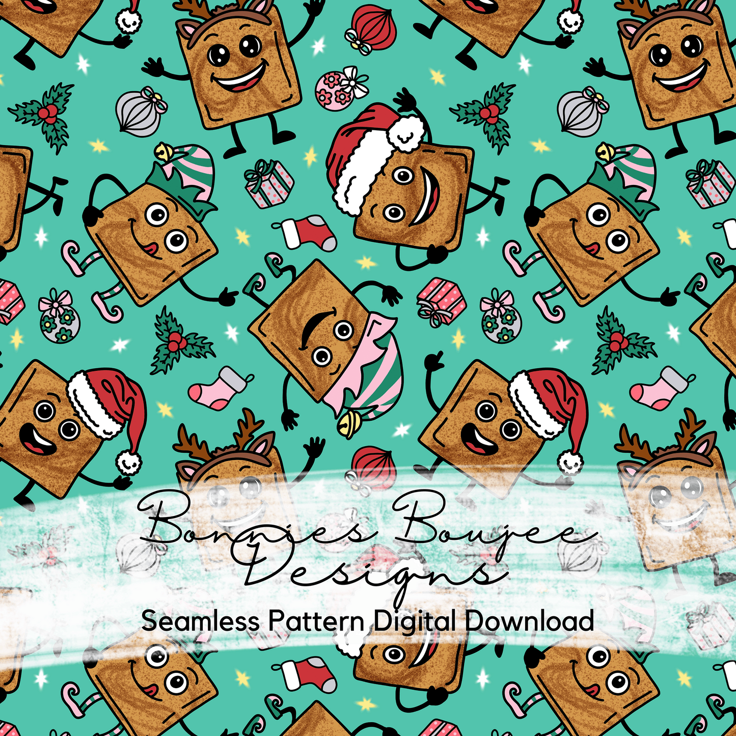 Hand Drawn Fun Cereal Squares Christmas Seamless File