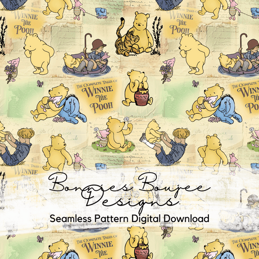 Vintage Winnie the Pooh Classic Book Seamless File