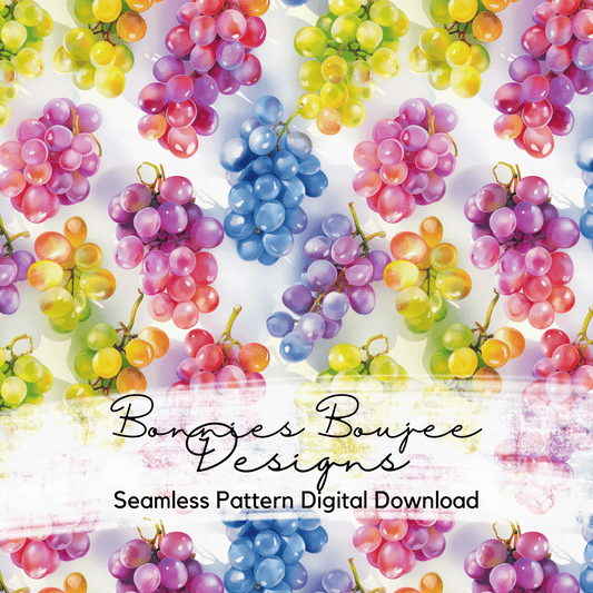 Watercolor style Colorful Grapes Seamless File