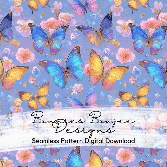 Pastel Flowers and Butterflies Seamless File