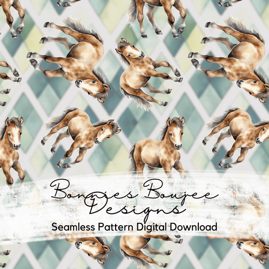 Baby Horse Colt Watercolor Seamless File