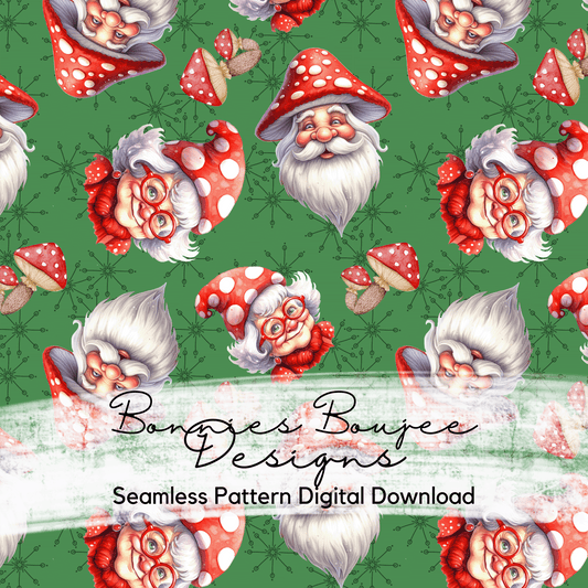 Cottagecore Santa and Mrs. Clause on Green Seamless File