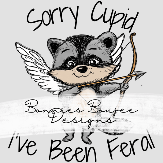 Sorry Cupid, Racoon Hand Drawn Sublimination PNG Coordinating