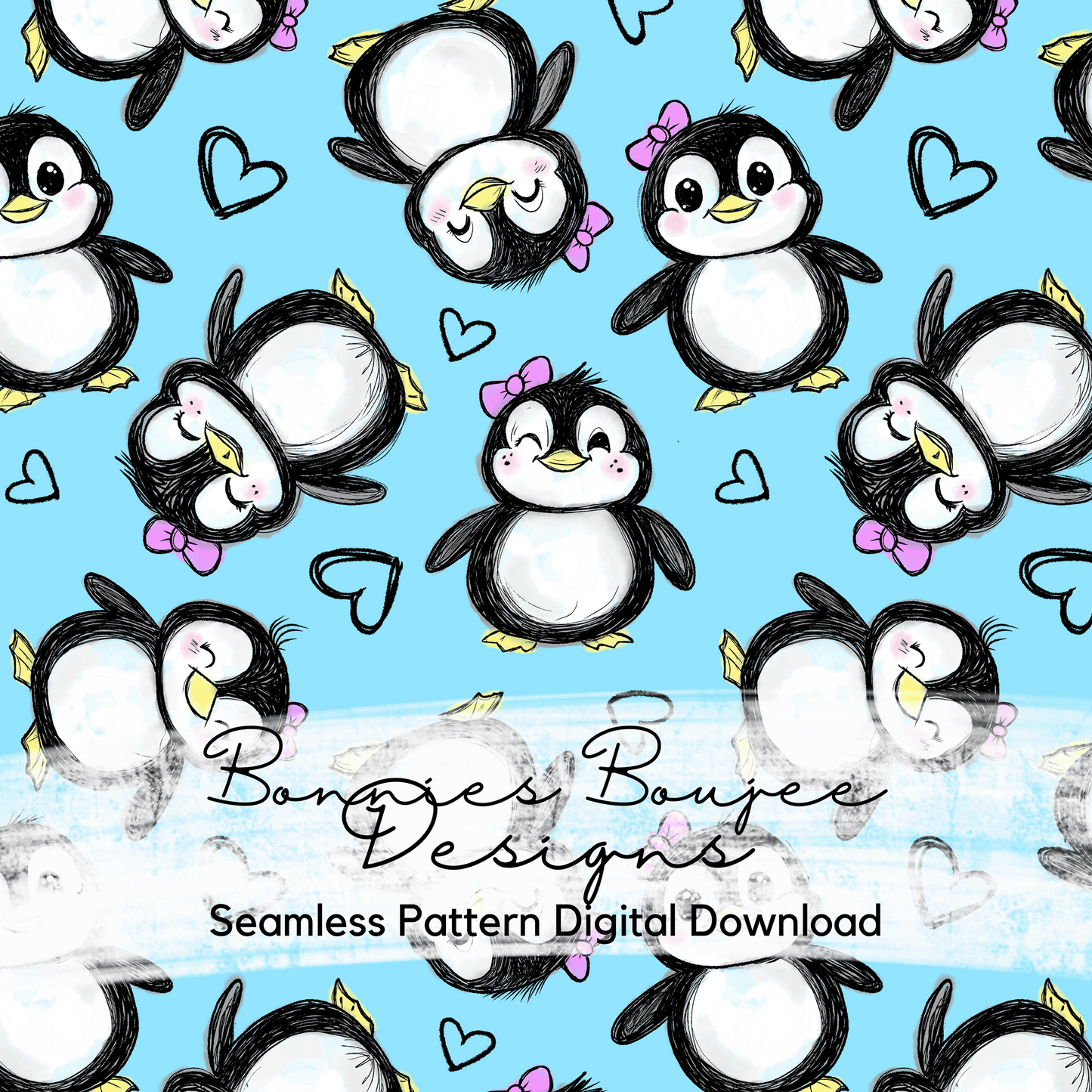 Cute Girly Penguin Hand Drawn Bundle Purchase