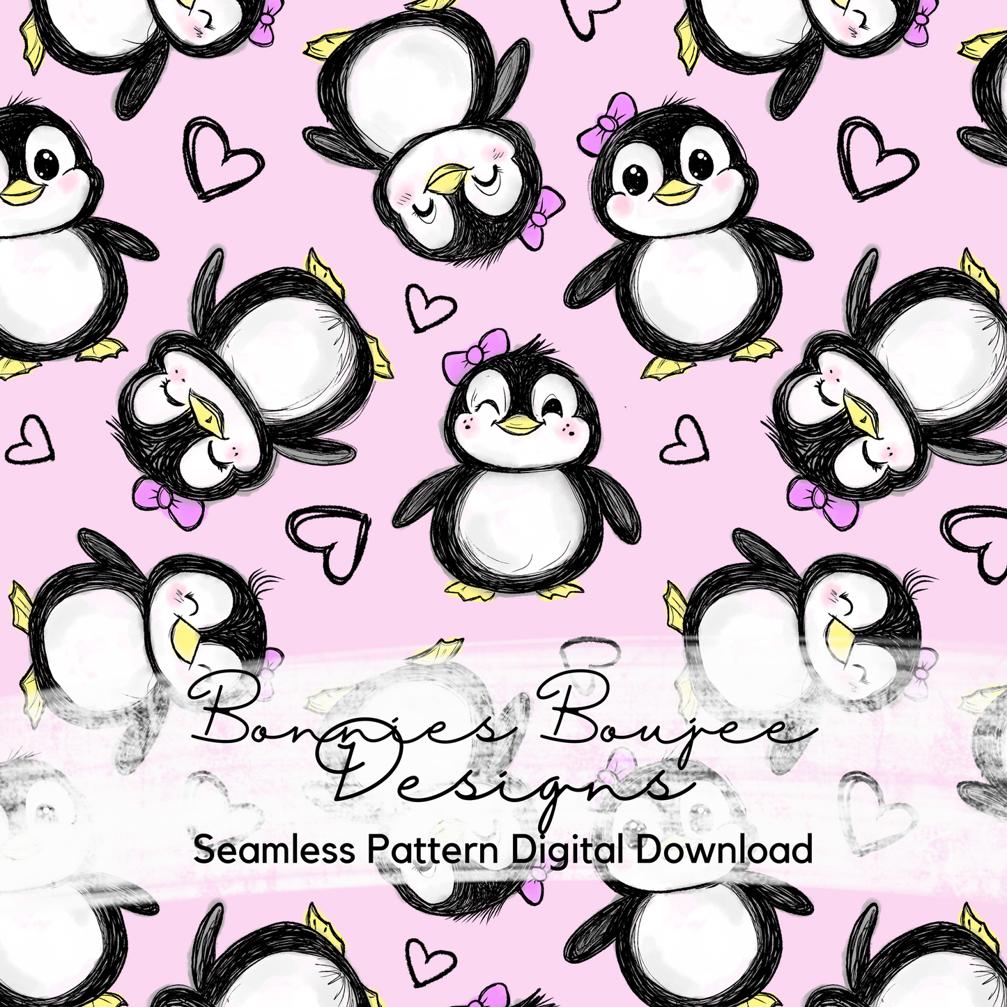 Cute Girly Penguin Hand Drawn Bundle Purchase