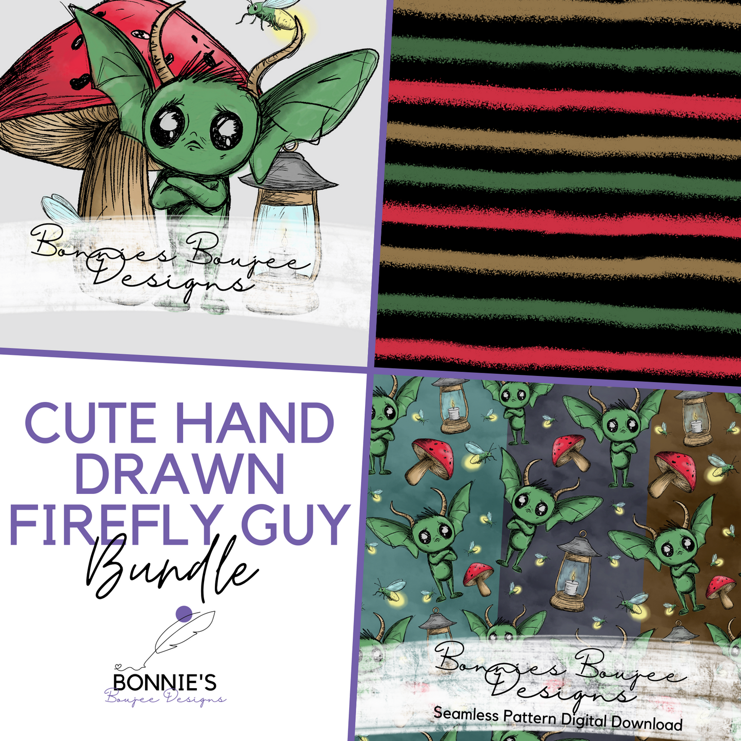 Cute Firefly Guy Creature Hand Drawn Bundle Purchase