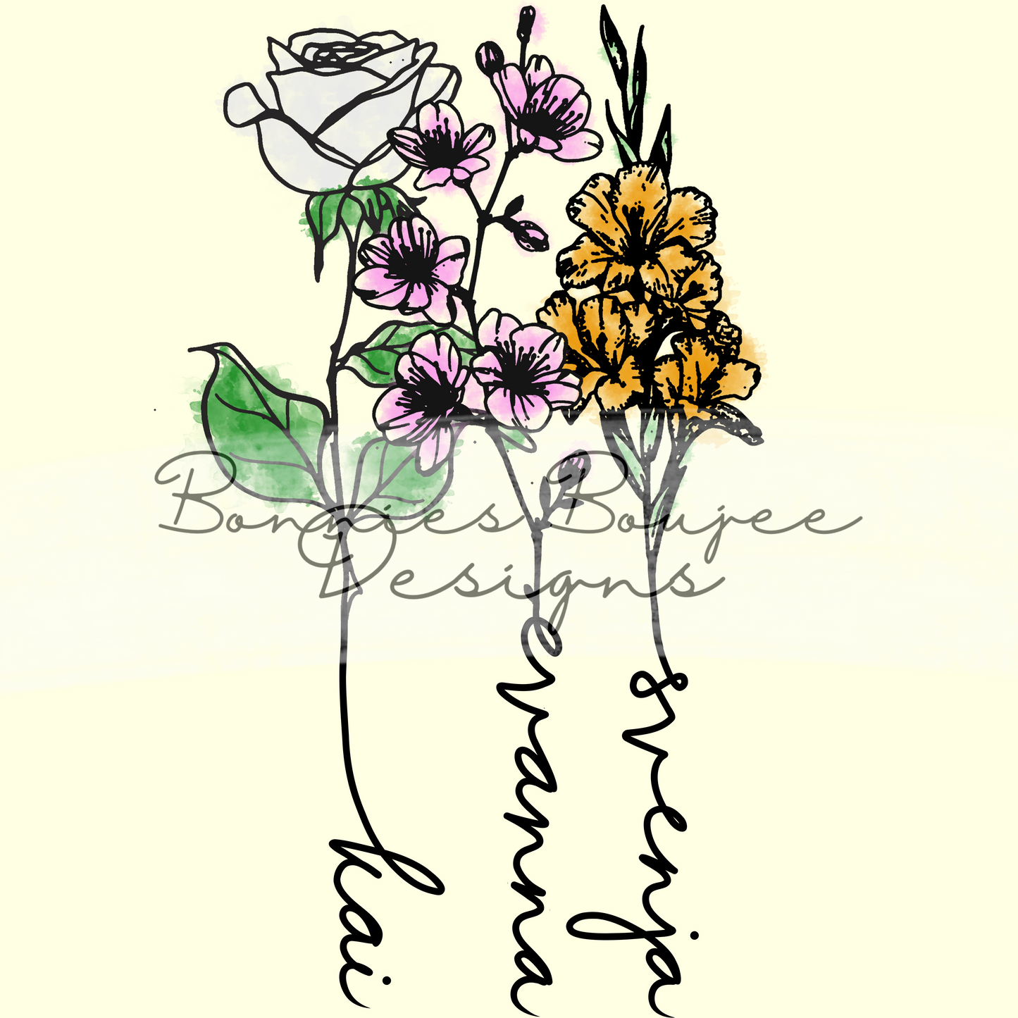 DAVIS's Family Birth Flowers PNG