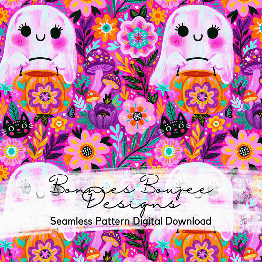 Painted Textured Girly Flower Ghost Seamless File