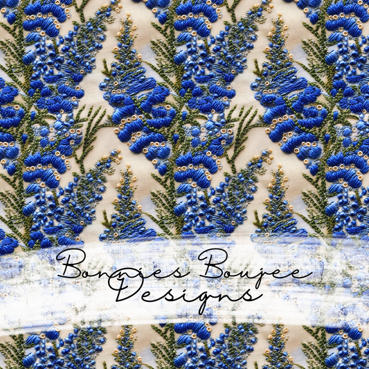 Embroidery of Blue Bonnet Flowers Seamless File