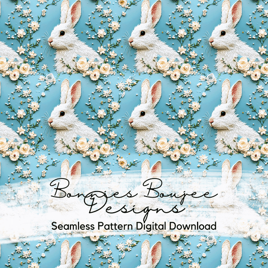 Embroidery White Bunny Seamless File