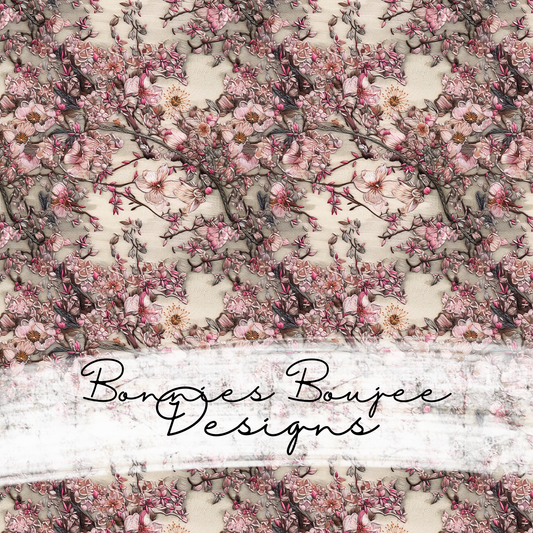 Embroidery of Cherry Blossom Flowers Seamless File