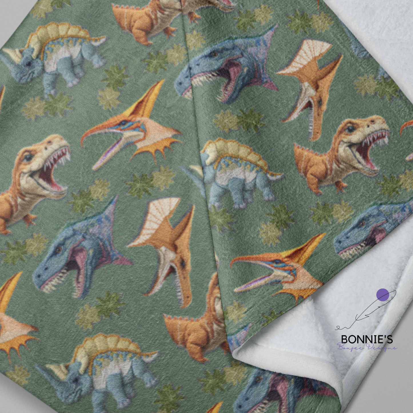 Embroidery Dinosaurs on Green Seamless File