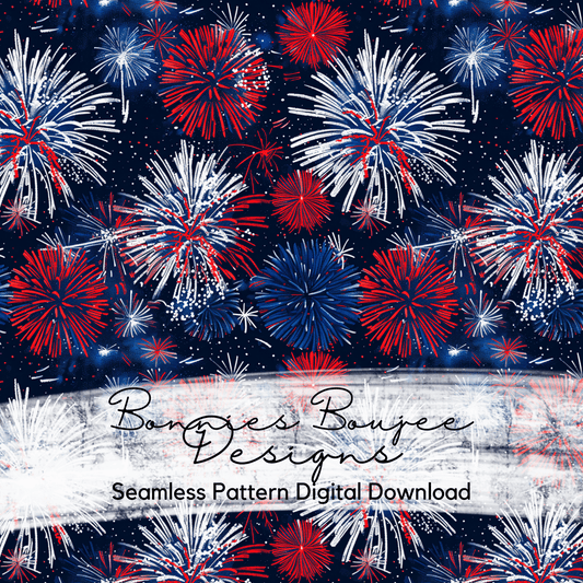 Textured Patriotic Fireworks in a Navy Sky Seamless File