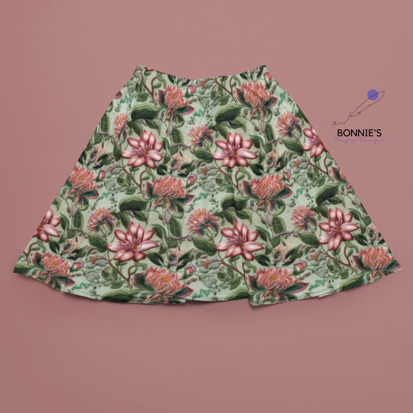 Embroidery of Pink Flowers with Green Foliage Seamless File