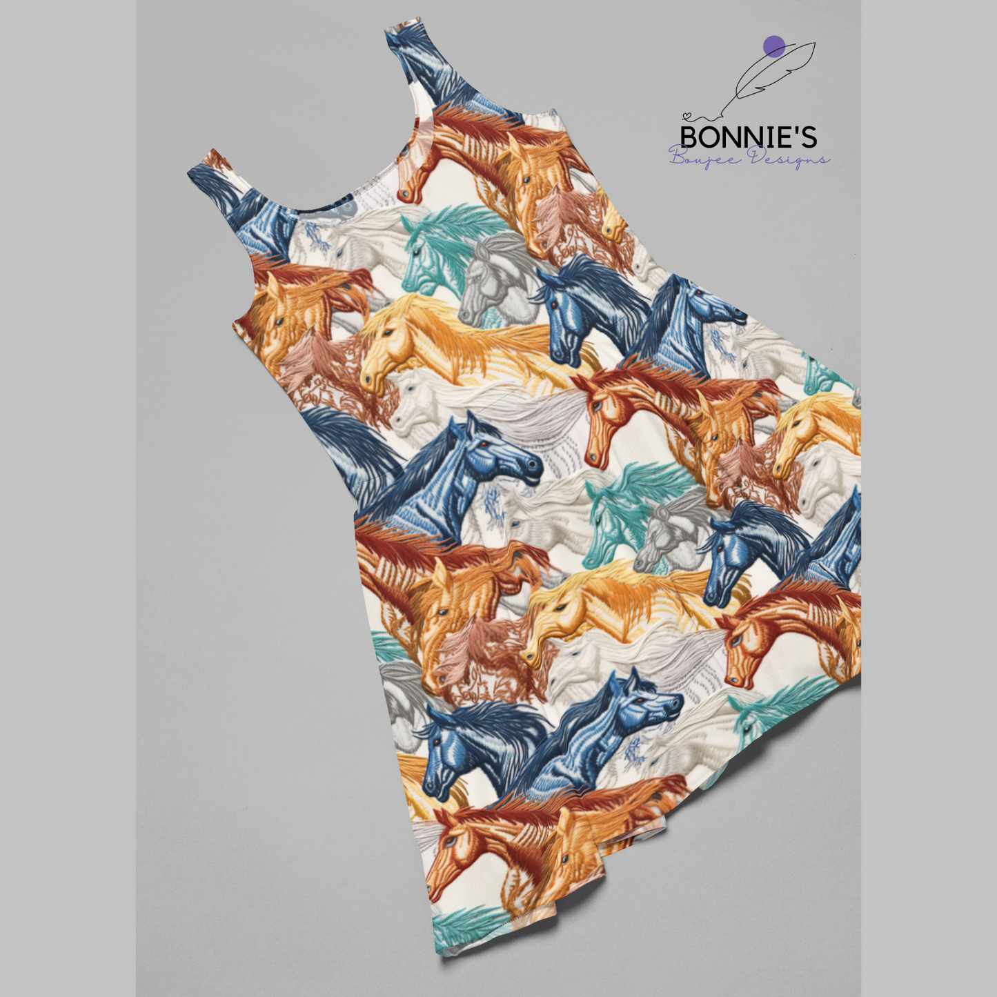 Embroidery Horses in a Herd Seamless File