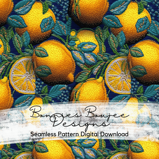 Embroidery Style Lemons Seamless File
