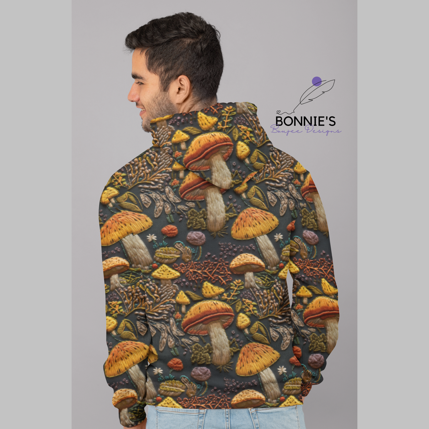 Embroidery of Fall Mushrooms Seamless File