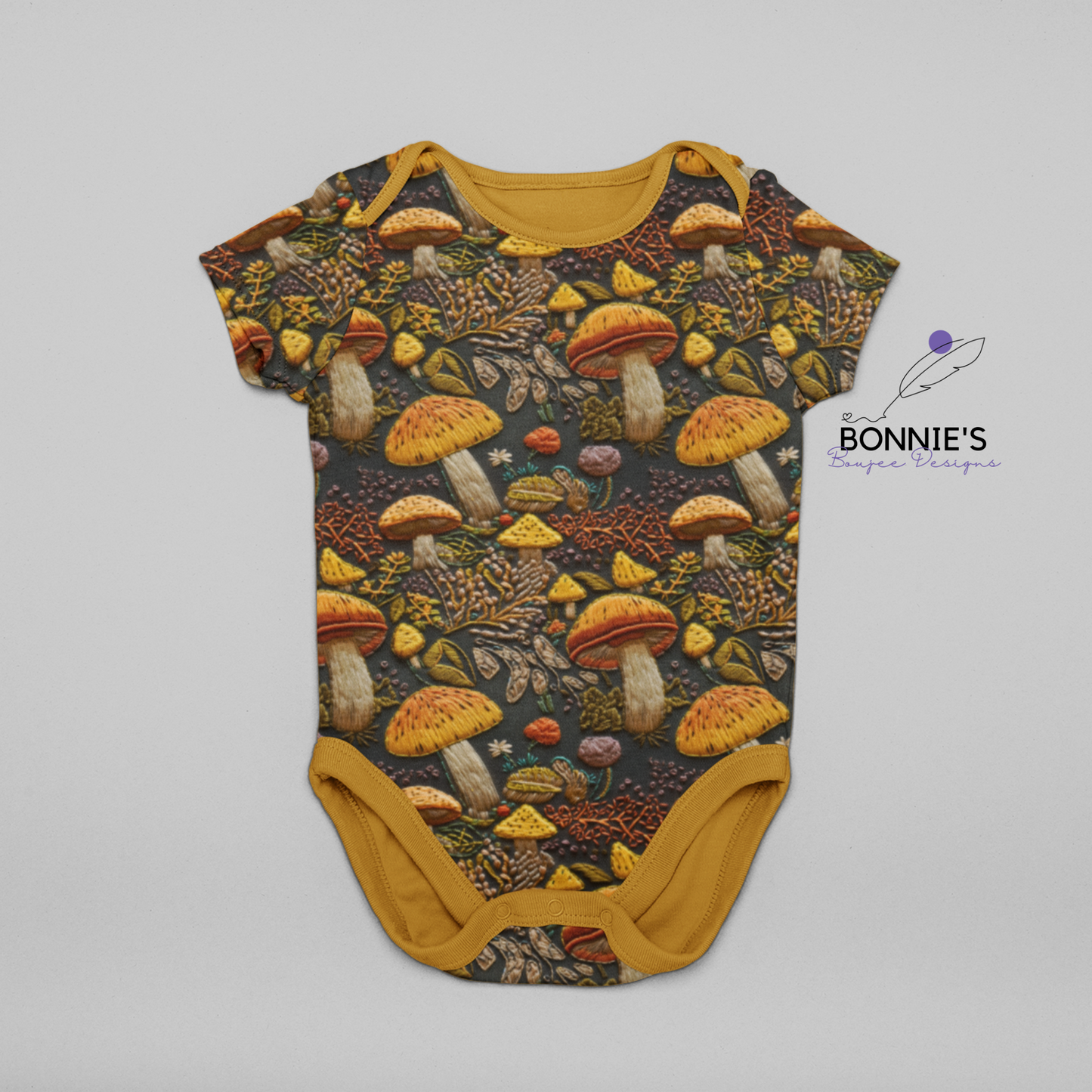 Embroidery of Fall Mushrooms Seamless File