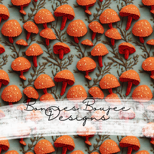 Embroidery of Orange Mushrooms Seamless File
