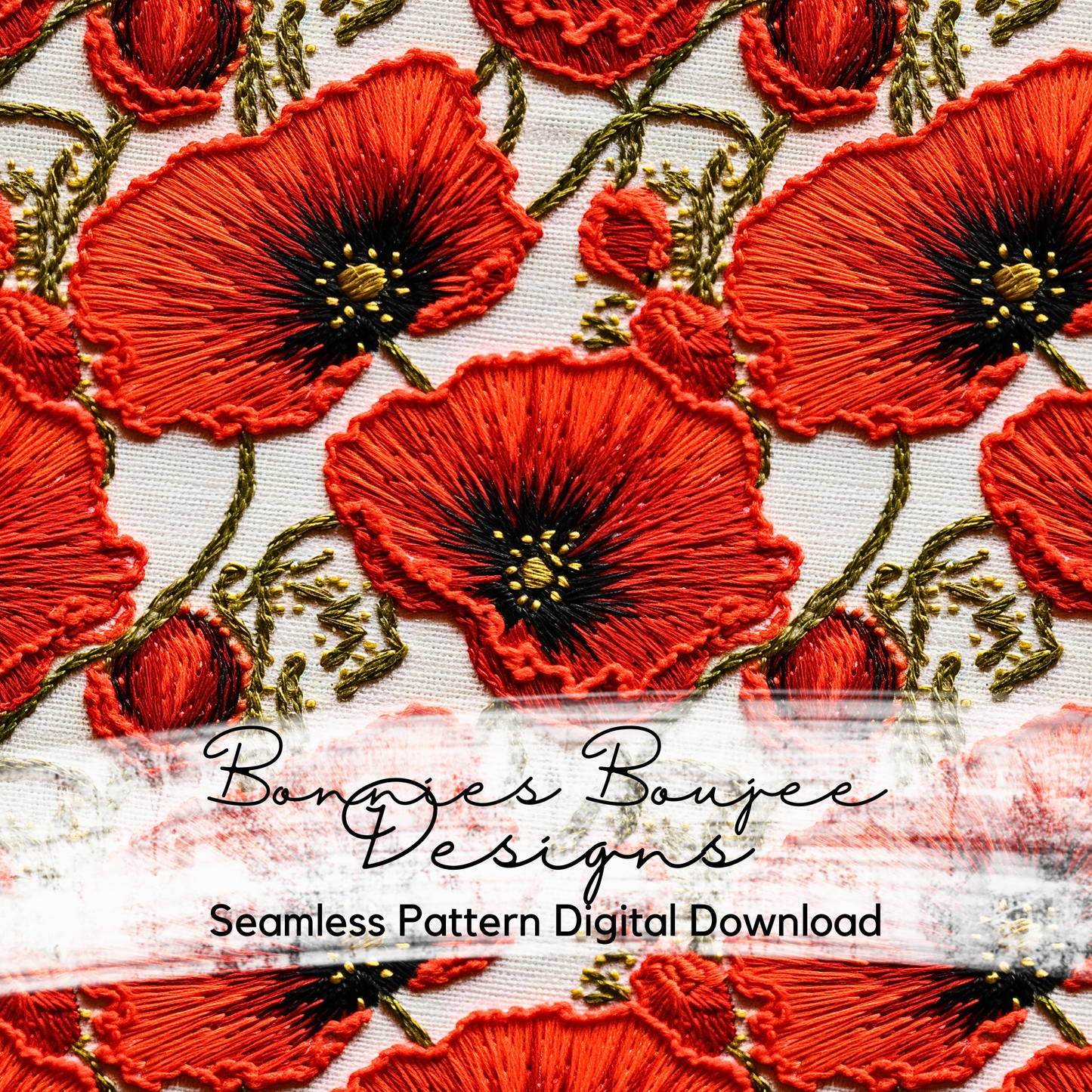 Embroidery Poppy Flower Seamless File