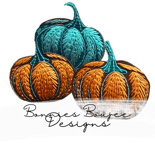 Embroidery Orange and Teal Pumpkins Sub PNG - Coordinating