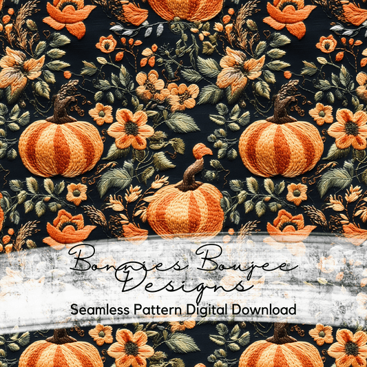 Embroidery Pumpkin Patch Delight Seamless File