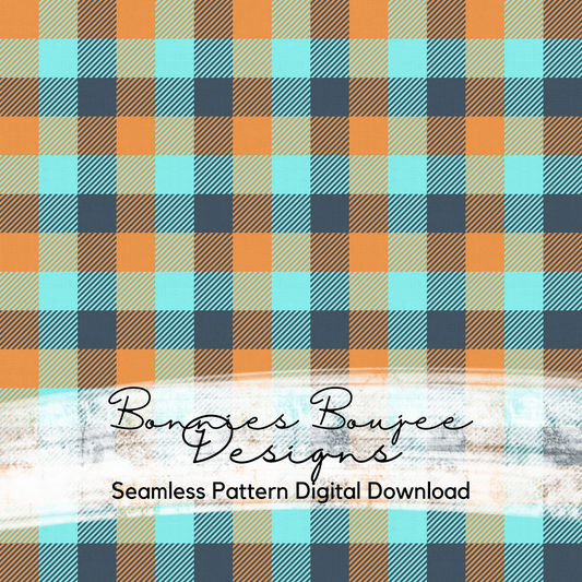 Orange and Teal Plaid Coordinating Seamless File