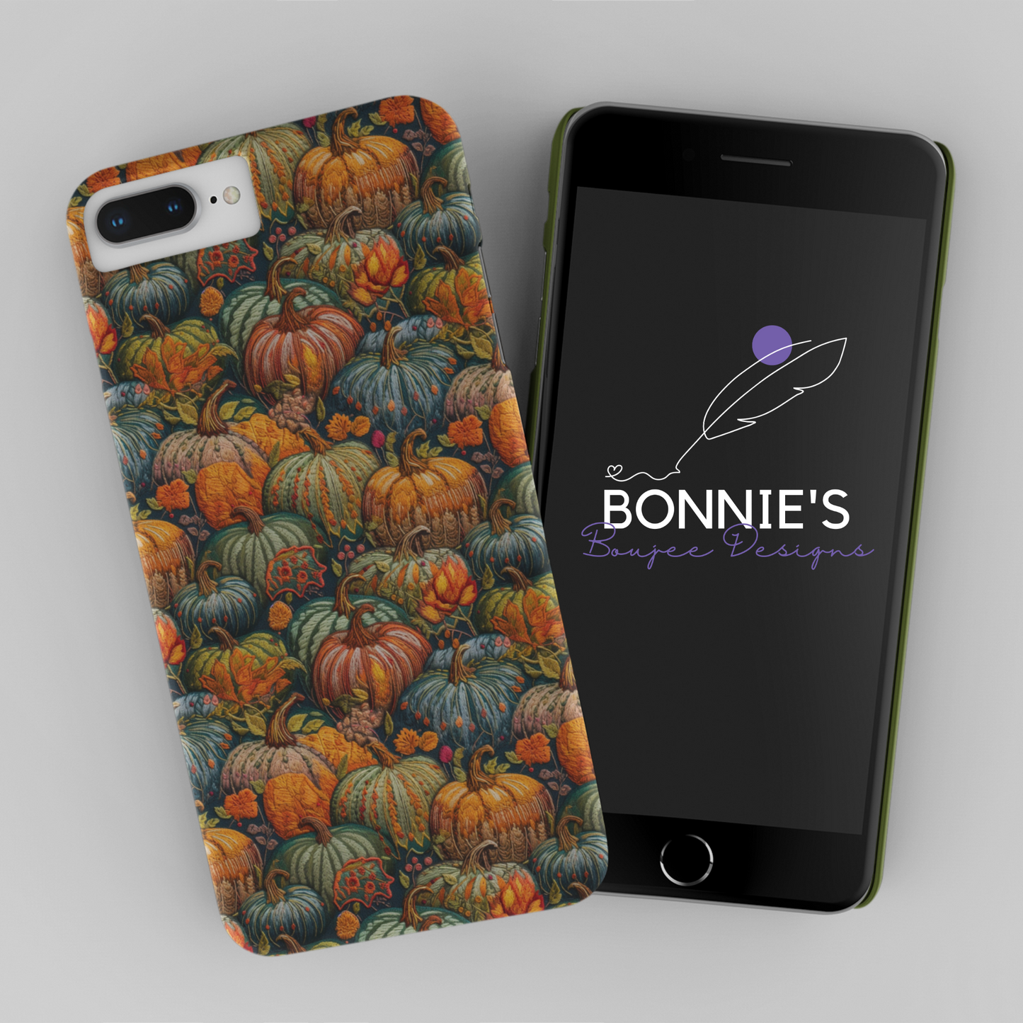 Embroidery of Multicolored Fall Pumpkins Seamless File