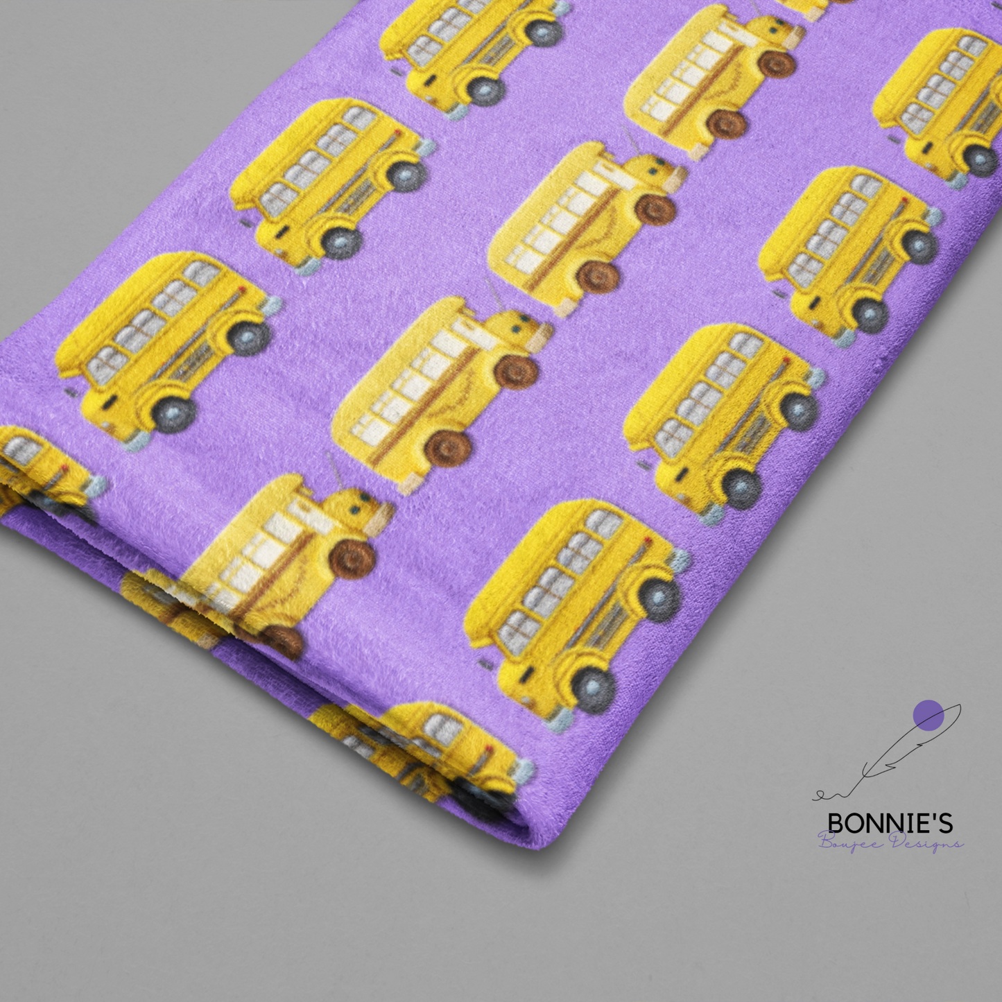Embroidery School Busses on Purple Seamless File