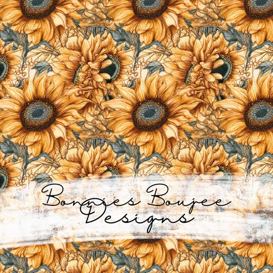Embroidery of Sunflowers Flowers Seamless File